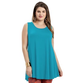LARACE - Camisetas sin mangas para mujer, tallas grandes, túnica casual, ropa de verano para leggings, Azul lago, L