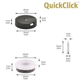 'Wagner QuickClick Glides – Set of 4 for Screwing On/Ultrasoft ", Ø 25mm