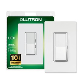 Lutron Diva LED+ Dimmer Light Switch for Dimmable LED, Halogen, and Incandescent Bulbs with Wallplate, 150 Watt, Single-Pole or 3-Way, DVWCL-153PH-WH, White