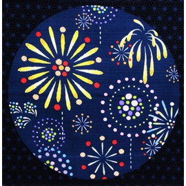 Maruzen Furoshiki Cotton Furoshiki Hiromi Sato Fireworks, Approx. 19.7 x 19.7 inches (50 x 50 cm)