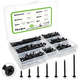 Wood Screws 245 Pieces Black Cross Hole Countersunk Self Tapping Screws Wood Screw Set M3.5 x 16 mm / 20 mm / 25 mm / 30 mm / 35 mm / 40 mm / 50 mm Screw Nails General Purpose Furniture Repair DIY