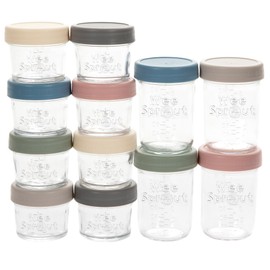 WeeSprout Glass Baby Food Storage Jars w/ Lids (4/8 oz, 12 Pack Set) Snack, Reusable Small Containers, Breast Milk, Fridge, Freezer, Microwave & Dishwasher Safe, Essential Must Have for Infants