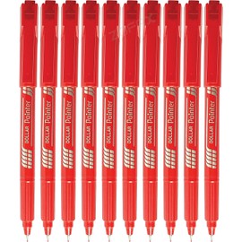 Z3FT Fineliner Pens, RED, Fine Tip (0.3mm), Pack of 10, Write Draw Sketch Colour Pens, Artists Calligraphy Illustrations, iZOFAX Black Ball Pen