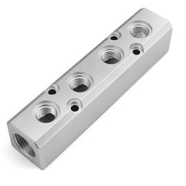 Iceyon 4 Way Pneumatic Manifold Air Distribution Block, Aluminum Alloy Air Compressor Manifold Distribution Block, G1/2 Supply Port, G1/4-Inch Output Port (4 Way 6 Port)