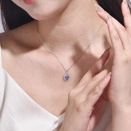 FH.bird Topaz Necklace, Women's Popular, Simple, 12 Month Birthstone, Forever Love, 925 Silver, Hypoallergenic Necklace, Birthstone, October, Pendant, High School Students, Girls, Birthday Gift,