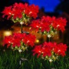 Neporal Solar Flowers Outdoor Waterproof Pink, 4PK 7-Stem Garden Solar