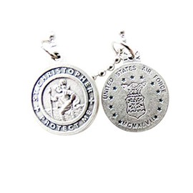 Gifts by Lulee, LLC Stainless Steel Ball Chain Necklace and Silver Oxidized Military Branch Medal Free Blessed Prayer Card Prayer for Our Military (Marines)