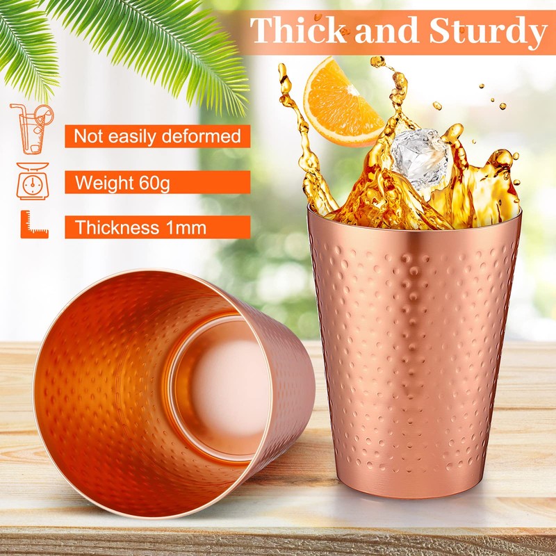 Nuogo 12 Pieces Aluminum Drink Cup, Copper Water Tumblers,14 oz
