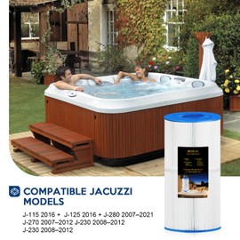REEPLAR RPF2540 Hot Tub Filter Replace Jacuzzi 2540-381 Compatible with J-200 Series (2007+) J-115 J-125 (2016+), 95 sq ft Pool & Spa Filter Cartridge with Closed Handle