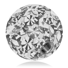 Soul-Cats® Piercing Ball, Screw-On Replacement Ball - Crystal Gel Epoxy Ferido - Many Sizes, white