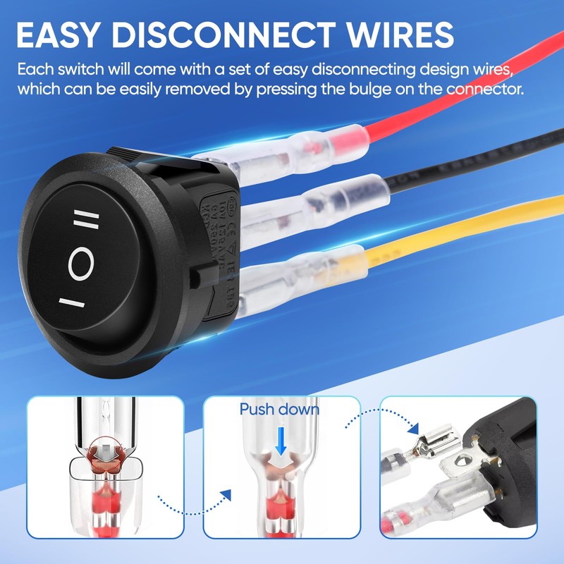 XINYIELE 12 Volt 3 Way Round Rocker Switch,3 Position ON/Off/ON
