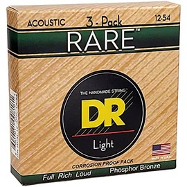 DR Strings RPM-12 - Cuerdas de guitarra acústica de bronce fósforo raras - .012 - .054 Light (paquete de 3)