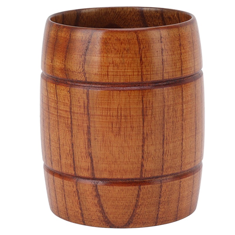 Wooden Beer Mug with Handle 300ml Prevent Scald Carved Drinkware