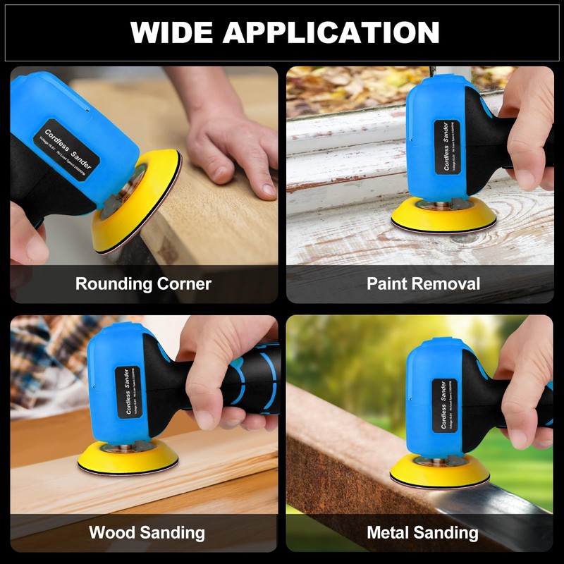 Cordless Sander, 3" Mini Buffer Polisher for Car Detailing, 2Pcs