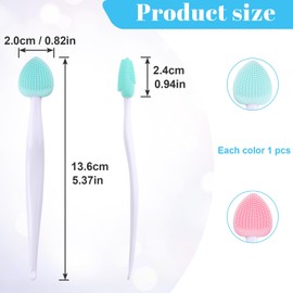 Winsyison 2pcs Silicone Lip Scrub Brush, Double-Sided Lip Exfoliator Brush for Dark Lips, Heart Shape Lip Scrubber Tool for Removing Dead Skin- Pink & Green