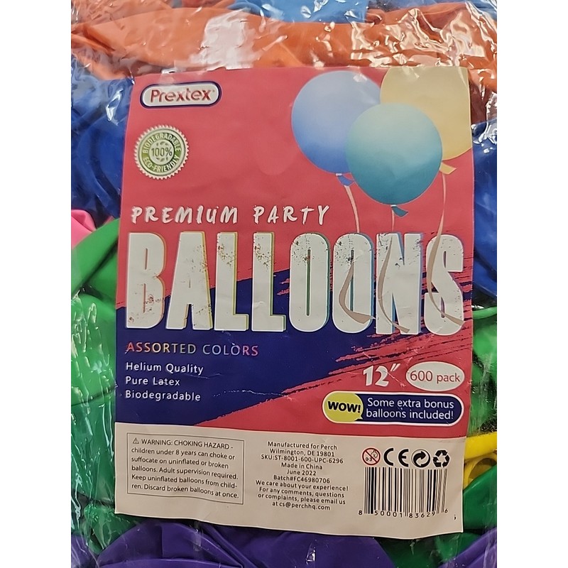 Prextex 600 Party Balloons, 12 Inch - 10 Balloons Assorted