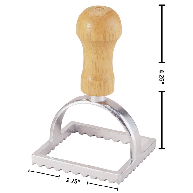 Fantes Ravioli Maker Stamp Set, Square Stamp with Wooden Handle