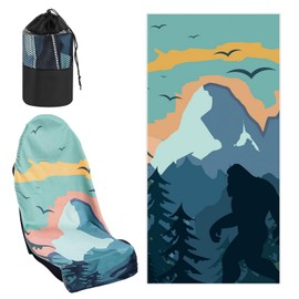 Hahafelt 2 Pack Car Seat Towel Covers with Storage Bag, 63 x 32 Inch Universal Non Slip Waterproof Sweat Protector for Car Truck, Gym Swimming Running, Machine Washable (Sasquatch)