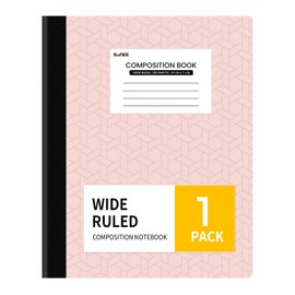 SUNEE Composition Notebook, Wide Ruled Paper, Home School Supplies for College Students & K-12, 9-3/4" x 7-1/2", 80 Sheets/160 Pages, Pink