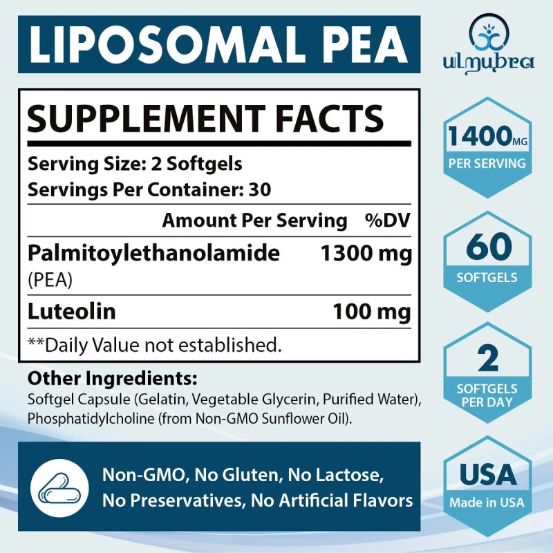 Ulmubra Pea Liposomal 1300 Mg 60 Cpsulas