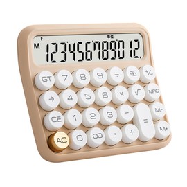 Desktop Calculator Mechanical Switch Calculator Anti-slip 12 Digits Large LCD Display Large Button Home Milk Tea Color