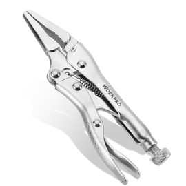 WORKPRO 4-1/2 inch Long Nose Locking Pliers, Chromium-Vanadium Steel Locking Pliers, Locking Adjustable Vise Grips for Clamping Twisting Welding