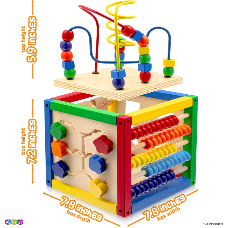 Wooden Activity Play Cube 6 in-1 for Baby with Removable