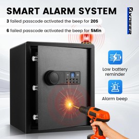 XDeer Smart Home Safe Biometric 𝟑𝟓 𝐋𝐁, 0.1s Quick Access Unlock with App/Fingerprint/Passcode/Key, Personal Safe for home, office,money, jewelry 1PCS - 1.69 Cubic Feet
