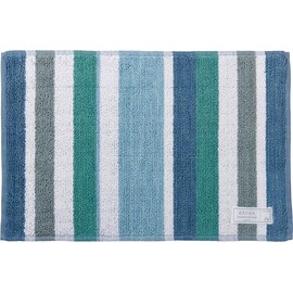REP HATHA 469408 Sari Bath Mat, Blue, H40 x W60, Machine Washable, Durable, Handwoven, Handmade, 100% Cotton, Striped, Entryway, Kitchen, Toilet, Semicircle, Stylish, Cute