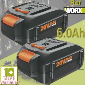 For WORX 2pack For WORX 20V MAX Extend Battery WA3520 WA3525 WA3575 WG155 6.0Ah Lithium