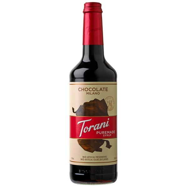Torani Puremade Syrup, Chocolate Milano Flavor, Glass Bottle, Natural Flavors, 25.4 Fl. Oz., 750 mL