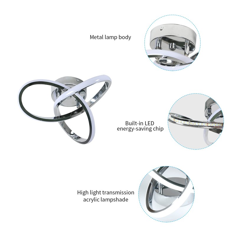 DELIPOP Ceiling Light Fixture, Modern LED Ceiling Light, 22W 6500K