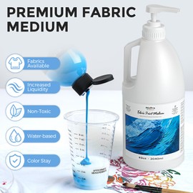 Nicpro Professional Effects Fabric Medium,69oz Bottle with Pump, Textile Painting Acrylic Fluid Medium, Improves Acrylic Paint Adhesion to Fabrics, Textiles for DIY Clothing, T-shirts, Shoes Jeans Bag