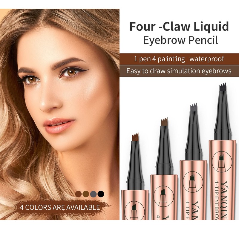 3D Eyebrow Pencil, Waterproof, Microblading Eyebrow Pencil with 4 Fork