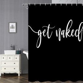 Umpoo Get Naked Bathroom Shower Curtain Abstract Pure Black Fabric Solid Color Modern Minimalist Polyester Waterproof Home Decor Bath Shower Curtain with Hooks, 72x84 Inch