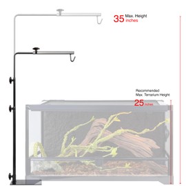 Reptile Lamp Stand – Adjustable Height Heat Lamp Holder for Terrariums & Tanks – Sturdy Metal Clamp & Riser for Bearded Dragon, Turtle, Snake Tank Accessories, 35 Inches