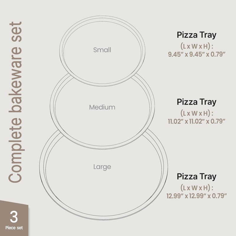 Bakken Swiss Pizza Tray Set 3-Piece – Gray Ceramic Coating,