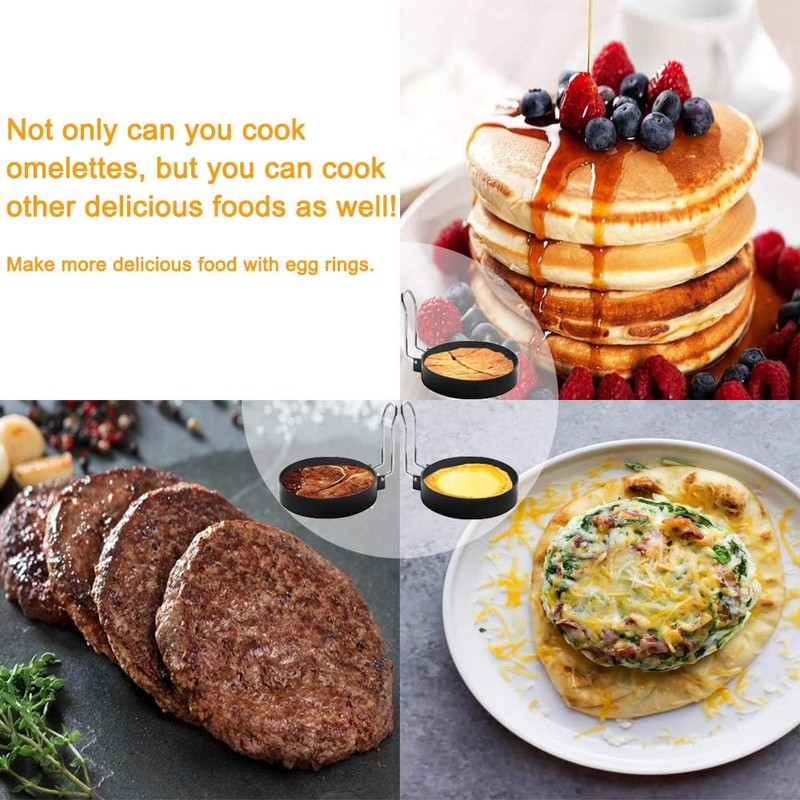 Egg Ring 2-Pack Stainless Steel Egg Rings with Anti-Scald Folding