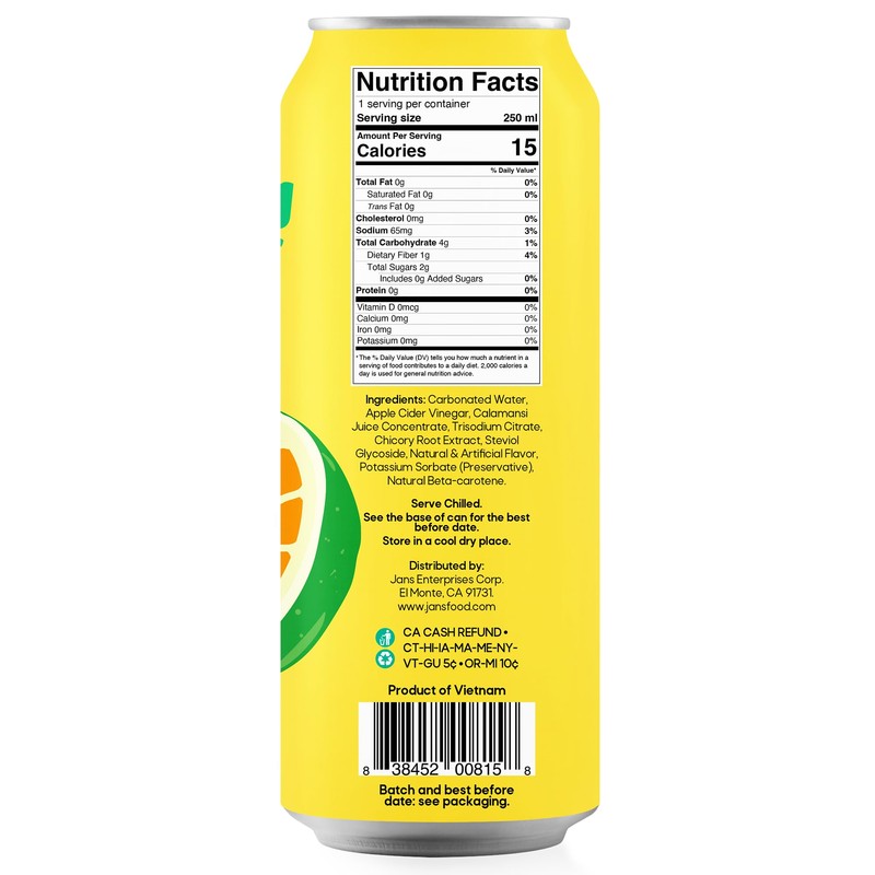 Jans Sparkling Prebiotic Soda Beverage — Calamansi 8.4 Fl Oz