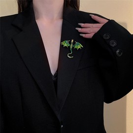 Rhinestone Dragon Brooch Women's Brooch Pin Elegant Brooch Pin Rhinestone Crystal Brooch Women's Colorful Dragon Crystal Brooch Pin Vintage Rhinestone Green Flying Dragon Brooch Women's Men's Jewelry