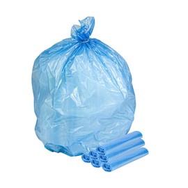 Restaurantware Blue Trash Bags 250 Count 12-16 Gal 24" x 33" Leakproof Design Heavy-Duty Garbage Bags with Star Seal Bottom and Even Weight-Distribution for Warehouses, Parks and Residential Use