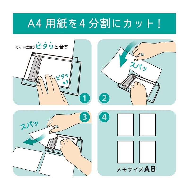Kutsuwa Paper Cutter Binder Yonbunkatsu Clear VS028CL