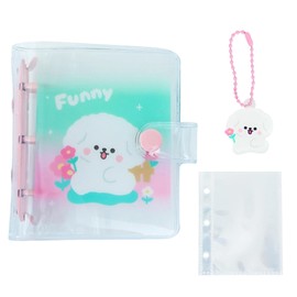 Sticker Book Transparent A8 with 20 Inner Pages Transparent Clear Sticker Pad Small Exquisite Cute Puppy Pattern Suitable for Storing Photos Photo Cards Stickers Postcards