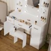 Yamissi Vanity Table Set with Lighted Mirror Makeup Dressing White