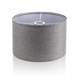 LgowithU Fabric Lampshade, Medium Drum Lampshade for Table Lamp, Wall Lamp, Bedside Lamp and Floor Lamp, Natural Linen Hard Cover, Handmade, 13 x 13 x 8 inches, Spider (Grey)