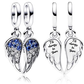 Sparkling Splitable Angel Wings Dangle Charm for Bracelets Necklaces,925 Sterling Silver Beads with Jewelry Gift for Women Girls Family & Friends at Christmas