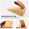 Wooden Door Stopper with Leather Band, 2 Pack Solid Wood