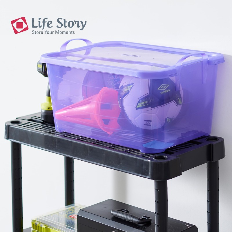 Life Story 6-Pack Stackable Plastic Storage Bins w/Handles & Snapping