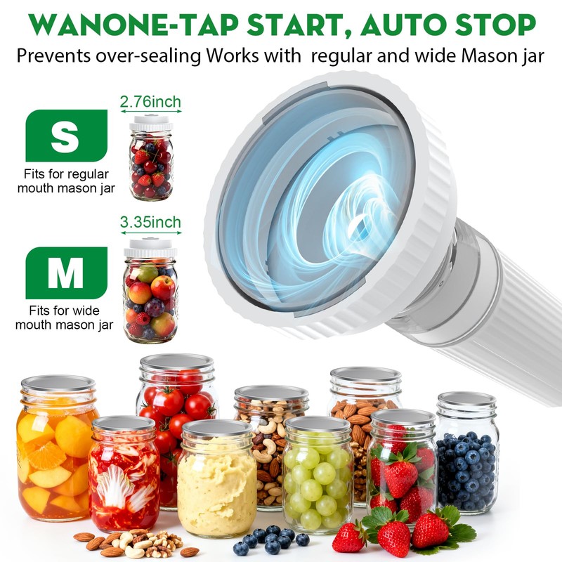 3-in-1 Compact Handheld Vacuum Sealer for Food (Bag, Mason Jar,Wine