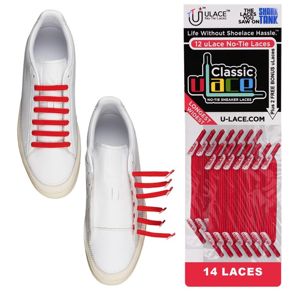 uLace Classic No Tie Shoelaces - Scarlet. Elastic Shoe Laces